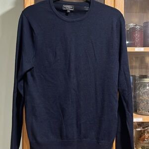 Express Men's Deep Blue Crewneck Sweater Modern Fit Merino Wool